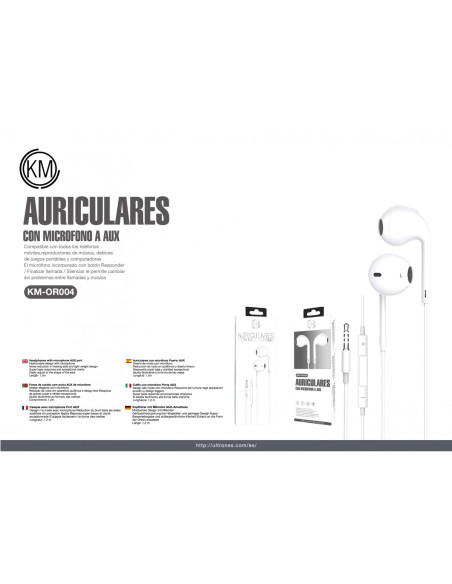 KM-OR004 AURICULARES CABLE JACK 3.5MM [BLANCO]