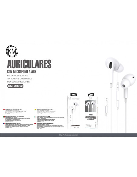 KM-OR002 AURICULARES CABLE JACK 3.5MM [BLANCO]