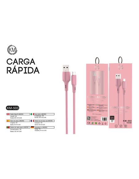 KM-503 CABLE MICRO-USB MACARON [ROJO]