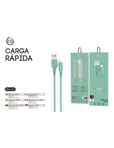 KM-502 CABLE MICRO-USB MACARON [VERDE]