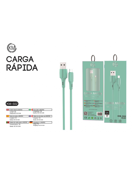 KM-502 CABLE MICRO-USB MACARON [VERDE]