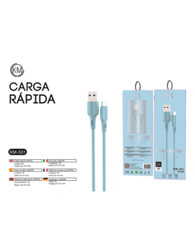 KM-501 CABLE MICRO-USB MACARON [AZUL]