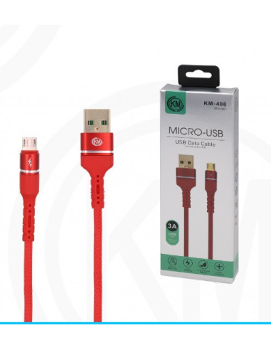 KM-408 CABLE MICRO-USB ALUMINIO TRENZADO [ROJO]