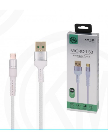 KM-405 CABLE MICRO-USB ALUMINIO TRENZADO [BLANCO]