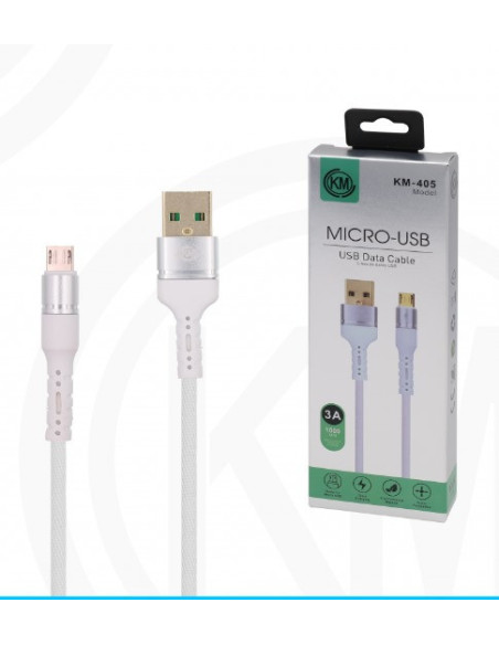 KM-405 CABLE MICRO-USB ALUMINIO TRENZADO [BLANCO]