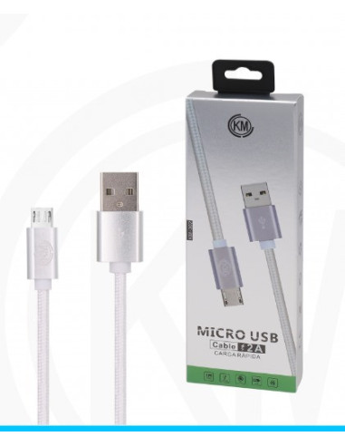 KM-302 CABLE MICRO-USB TRENZADO NYLON [BLANCO]
