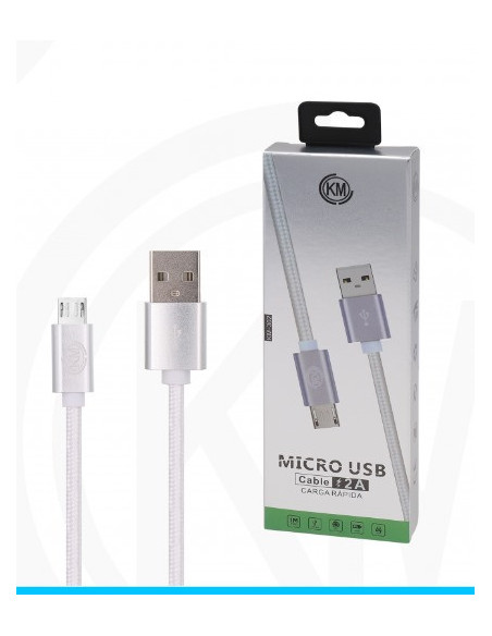 KM-302 CABLE MICRO-USB TRENZADO NYLON [BLANCO]