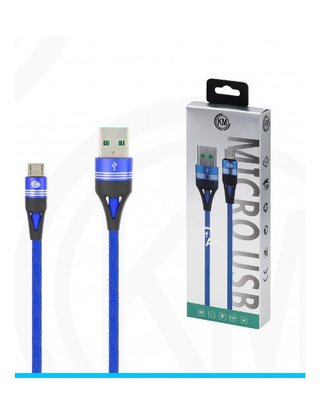 KM-250 CABLE MICRO-USB TRENZADO 3A [AZUL]