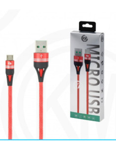 KM-249 CABLE MICRO-USB TRENZADO 3A [ROJO] 2