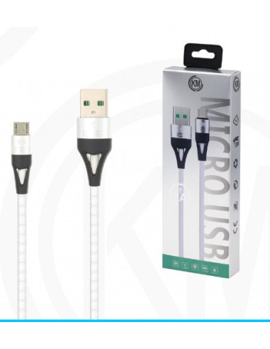 KM-248 CABLE MICRO-USB TRENZADO 3A [BLANCO]