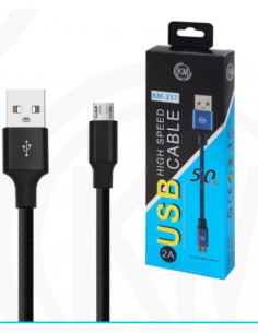 KM-239 CABLE MICRO-USB 50CM TRENZADO [NEGRO] 2