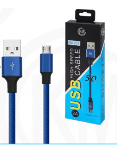 KM-237 CABLE MICRO-USB 50CM TRENZADO [AZUL] 2