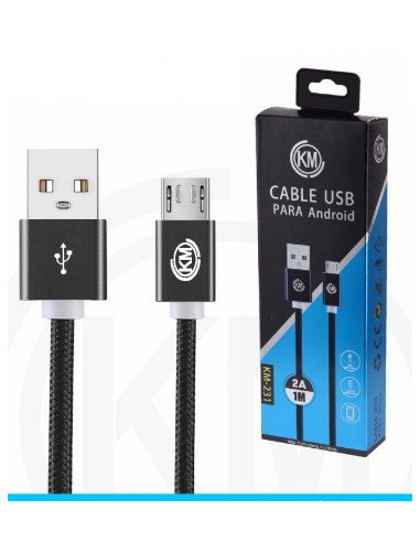 KM-231 CABLE MICRO-USB TRENZADO NYLON [NEGRO]