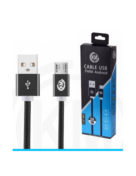 KM-231 CABLE MICRO-USB TRENZADO NYLON [NEGRO]