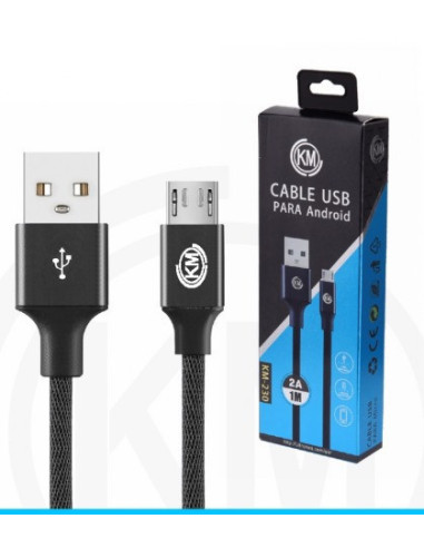 KM-230 CABLE MICRO-USB TRENZADO [NEGRO]