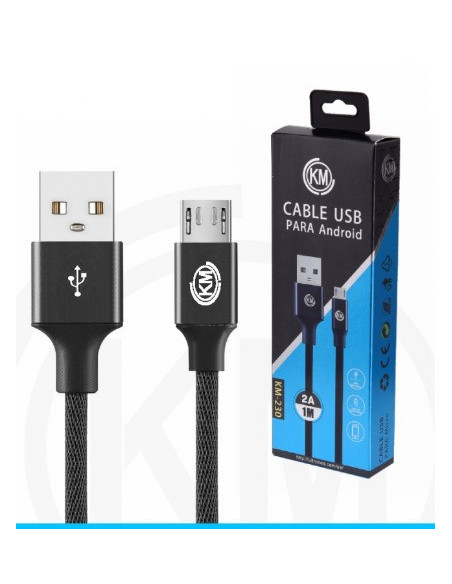 KM-230 CABLE MICRO-USB TRENZADO [NEGRO]