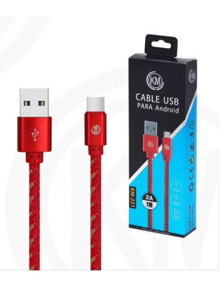 KM-221 CABLE MICRO-USB TRENZADO MEZCLILLA [ROJO]