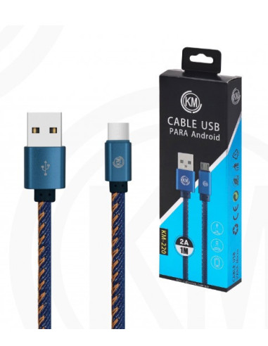 KM-220 CABLE MICRO-USB TRENZADO MEZCLILLA [AZUL]