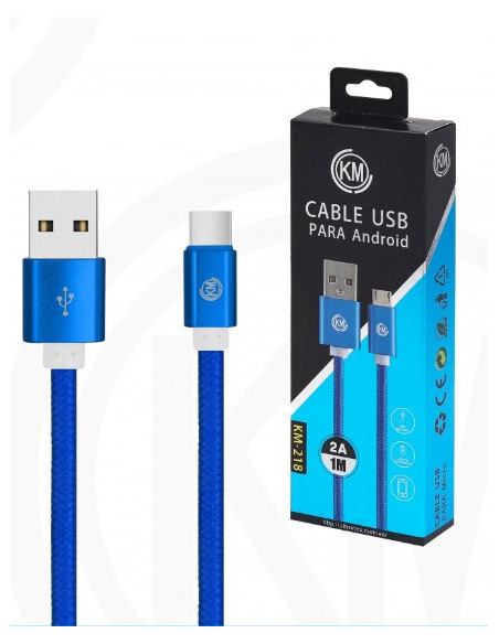 KM-218 CABLE MICRO-USB TRENZADO NYLON [AZUL]