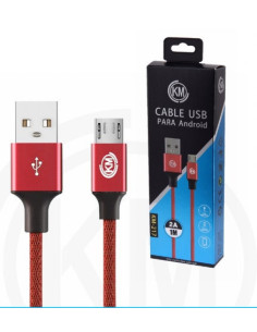 KM-217 CABLE MICRO-USB TRENZADO [ROJO] 2
