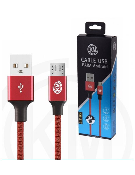 KM-217 CABLE MICRO-USB TRENZADO [ROJO]