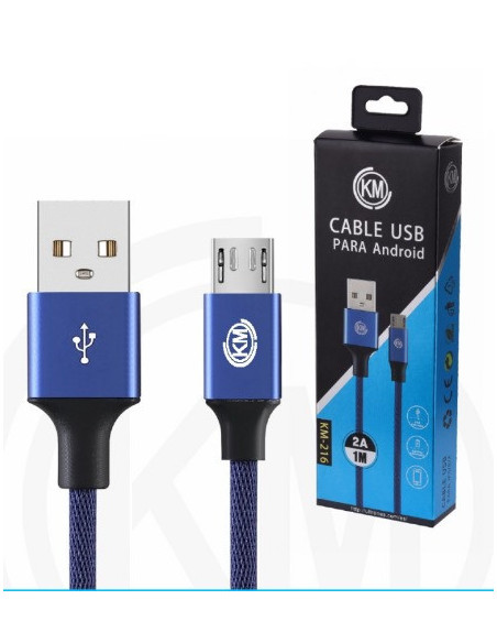 KM-216 CABLE MICRO-USB TRENZADO [AZUL]