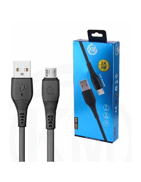 KM-203 CABLE MICRO-USB 3M [NEGRO]