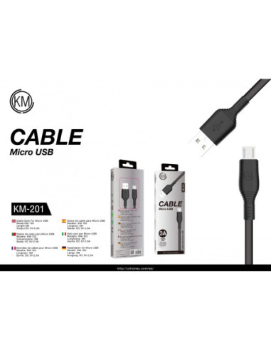 KM-201 CABLE MICRO-USB 1M [NEGRO]
