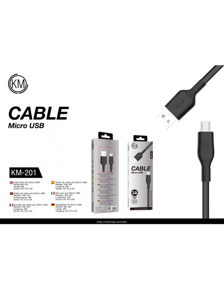 KM-201 CABLE MICRO-USB 1M [NEGRO]