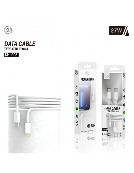 KM-603 CABLE TYPE-C A LIGHTNING 9V 2A