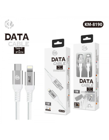KM-8190 CABLE 27W TYPE-C A LIGHTNING [BLANCO]