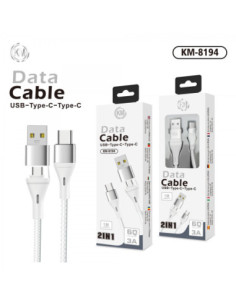 KM-8194 CABLE 2-IN-1 USB/TYPE-C A TYPE-C [BLANCO] 2