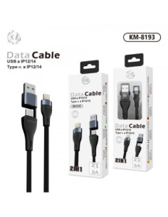 KM-8193 CABLE 2-IN-1 USB/TYPE-C A LIGHTNING [NEGRO] 2