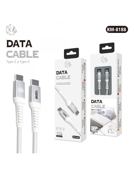 KM-8188 CABLE TYPE-C A TYPE-C [BLANCO]
