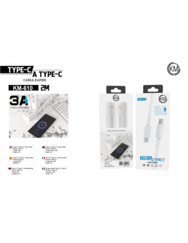 KM-610 CABLE TYPE-C A TYPE-C 2M 3A