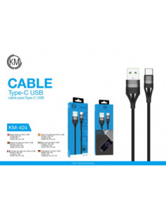 KM-424 CABLE TYPE-C TRENZADO NYLON [NEGRO] 2