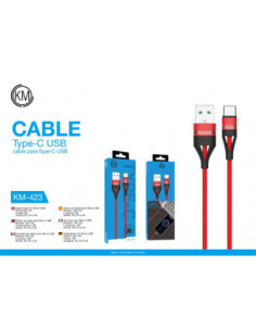KM-423 CABLE TYPE-C TRENZADO NYLON [ROJO] 2