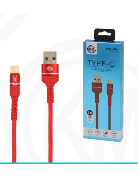 KM-404 CABLE TYPE-C ALUMINIO TRENZADO [ROJO]