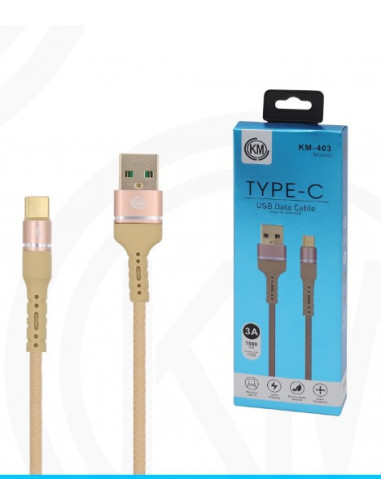 KM-403 CABLE TYPE-C ALUMINIO TRENZADO [DORADO]