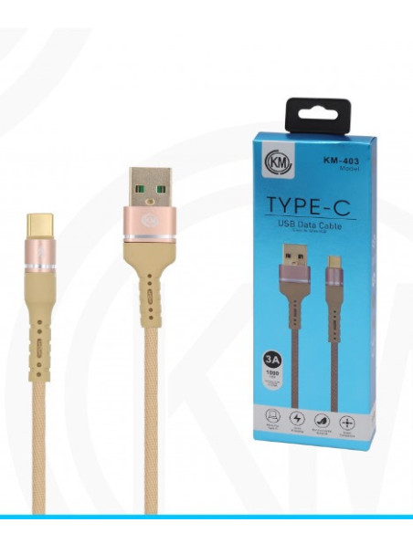 KM-403 CABLE TYPE-C ALUMINIO TRENZADO [DORADO]