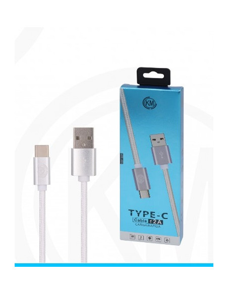 KM-301 CABLE TYPE-C TRENZADO NYLON [BLANCO]