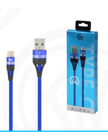 KM-246 CABLE TYPE-C TRENZADO 3A [AZUL]