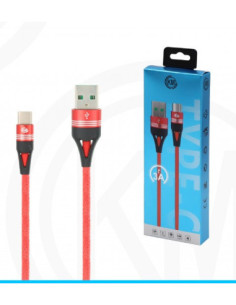 KM-245 CABLE TYPE-C TRENZADO 3A [ROJO] 2