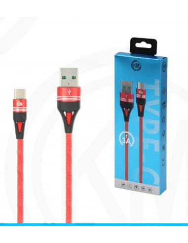 KM-245 CABLE TYPE-C TRENZADO 3A [ROJO]