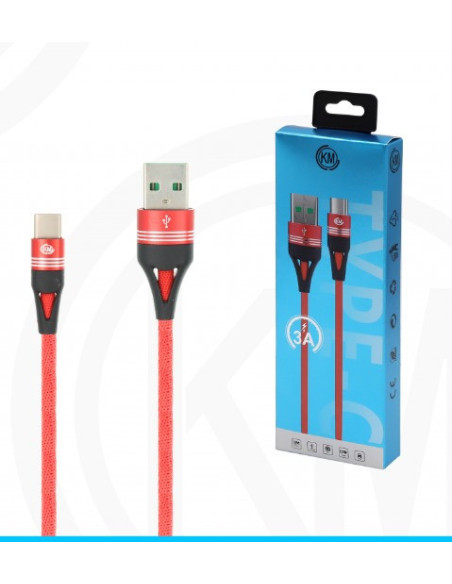 KM-245 CABLE TYPE-C TRENZADO 3A [ROJO]