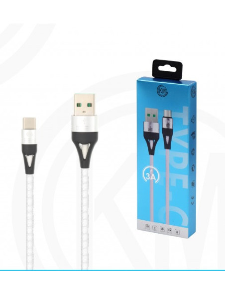 KM-244 CABLE TYPE-C TRENZADO 3A [BLANCO]