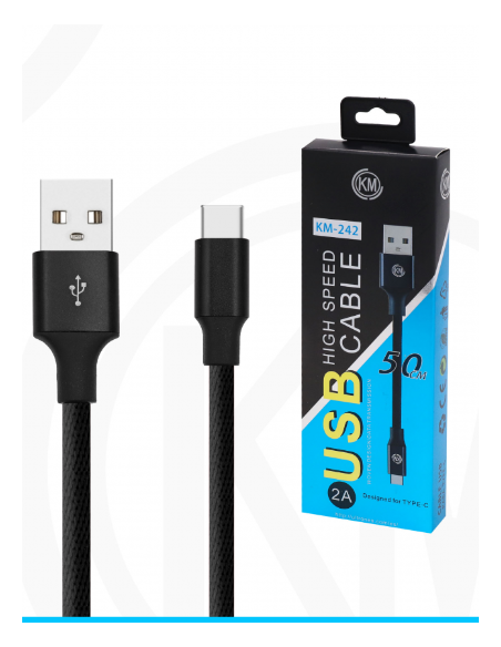 KM-242 CABLE TYPE-C 50CM TRENZADO [NEGRO]
