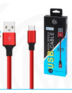 KM-241 CABLE TYPE-C 50CM TRENZADO [ROJO] 2