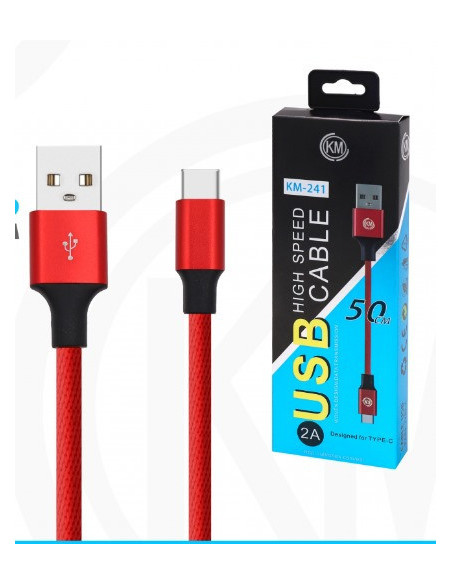 KM-241 CABLE TYPE-C 50CM TRENZADO [ROJO]