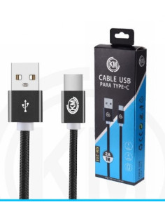 KM-233 CABLE TYPE-C TRENZADO NYLON [NEGRO] 2